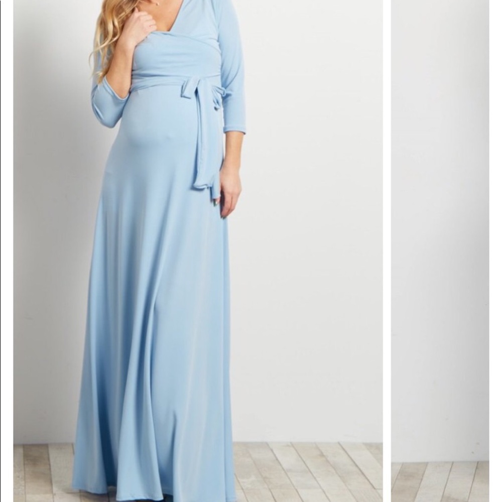Pink Blush Maternity Dress - light blue